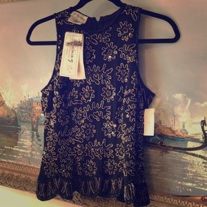 Black and gold beaded blouse